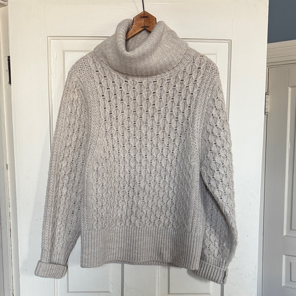 Banana Republic Ivory/Light Gray Cowl Neck Sweater